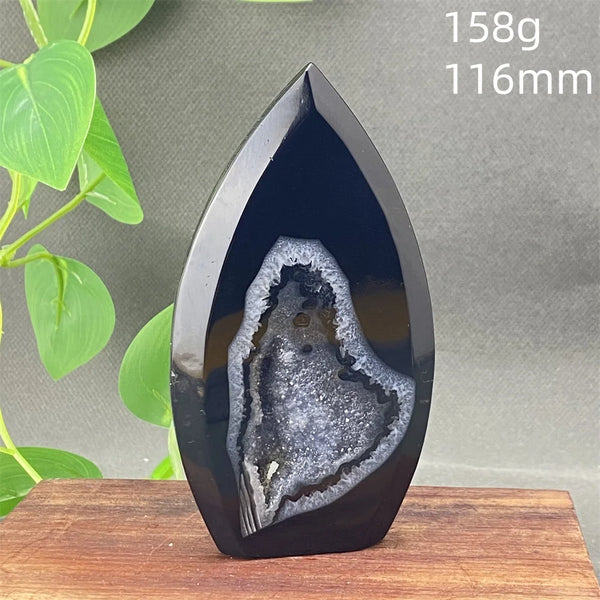 Black Agate Geode Flame-ToShay.org