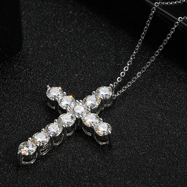 Silver Diamond Cross Necklace-ToShay.org