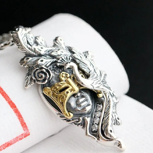 Silver Peacock Mask Pendant-ToShay.org