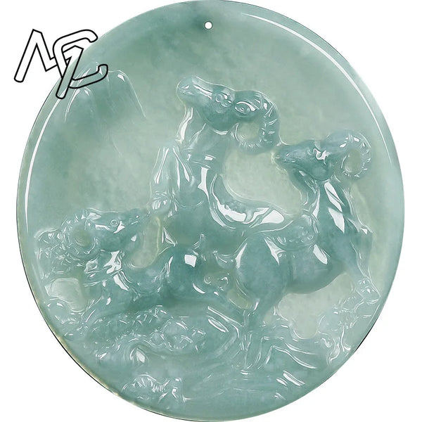 Blue Jade Ram Pendant-ToShay.org