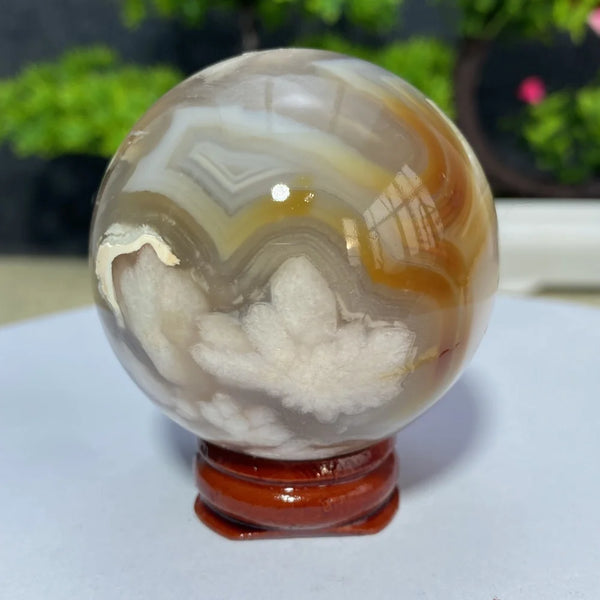 Pink Cherry Blossom Agate Ball-ToShay.org