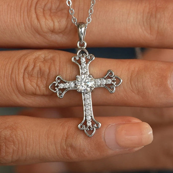 Silver Diamond Cross Pendant-ToShay.org