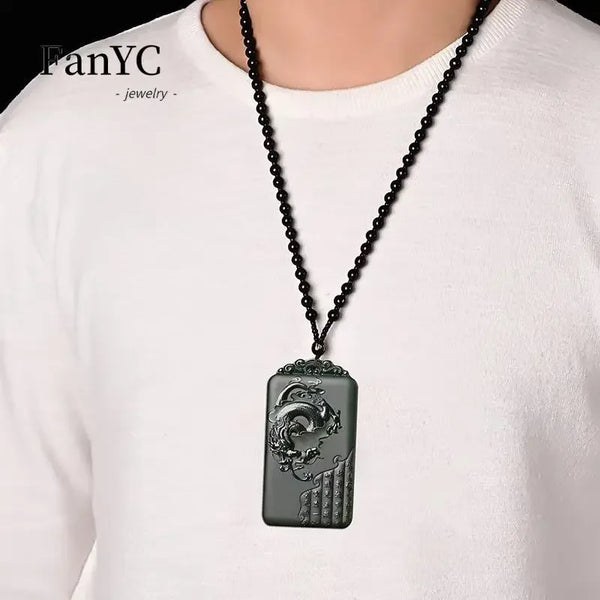 Black Jade Dragon Pendant-ToShay.org