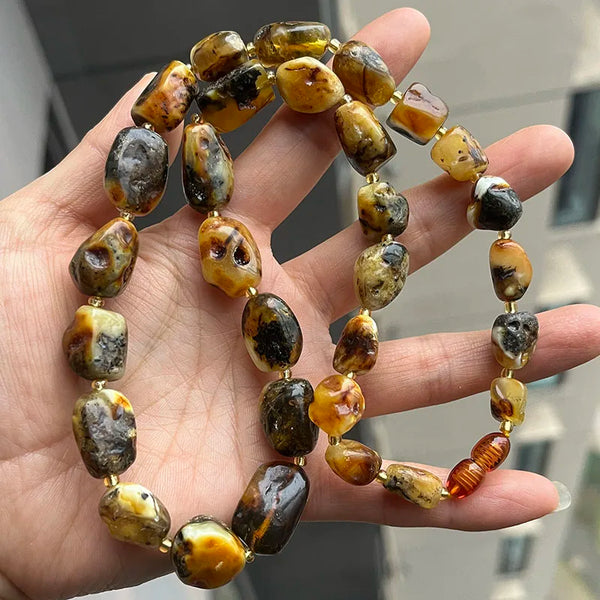 Yellow Amber Bead Necklace-ToShay.org
