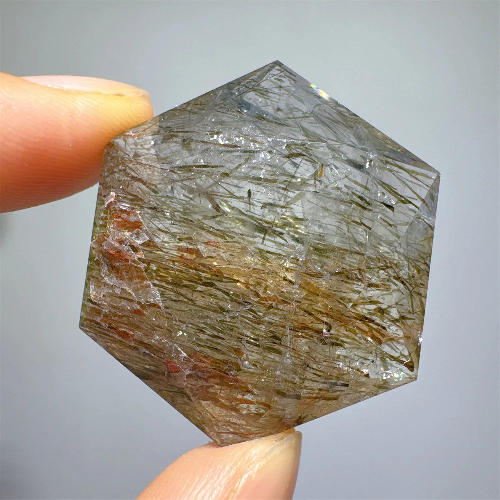 Green Tourmaline Rutile Hexagon-ToShay.org