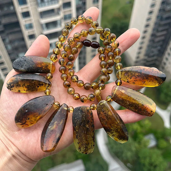 Yellow Amber Bead Necklace-ToShay.org
