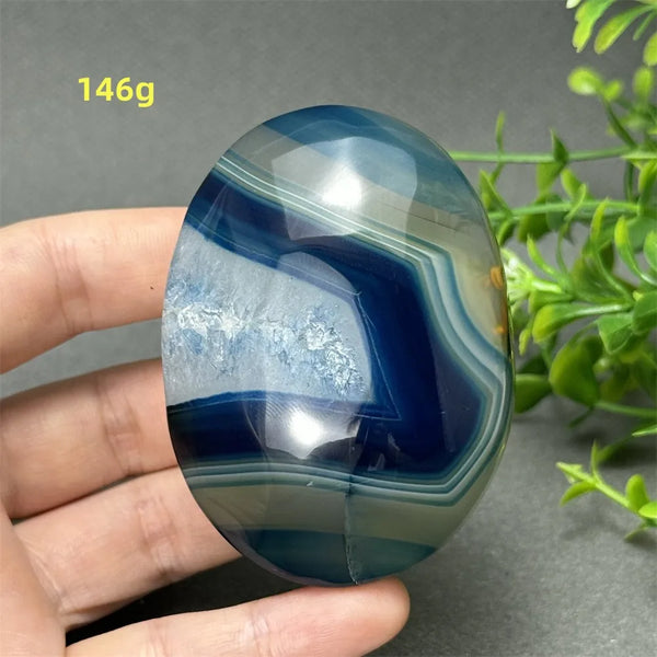 Blue Agate Palm Stone-ToShay.org