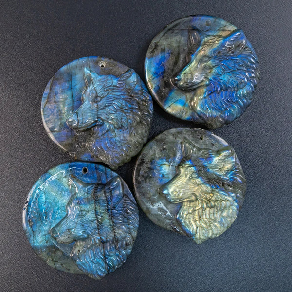 Blue Labradorite Wolf Plate-ToShay.org