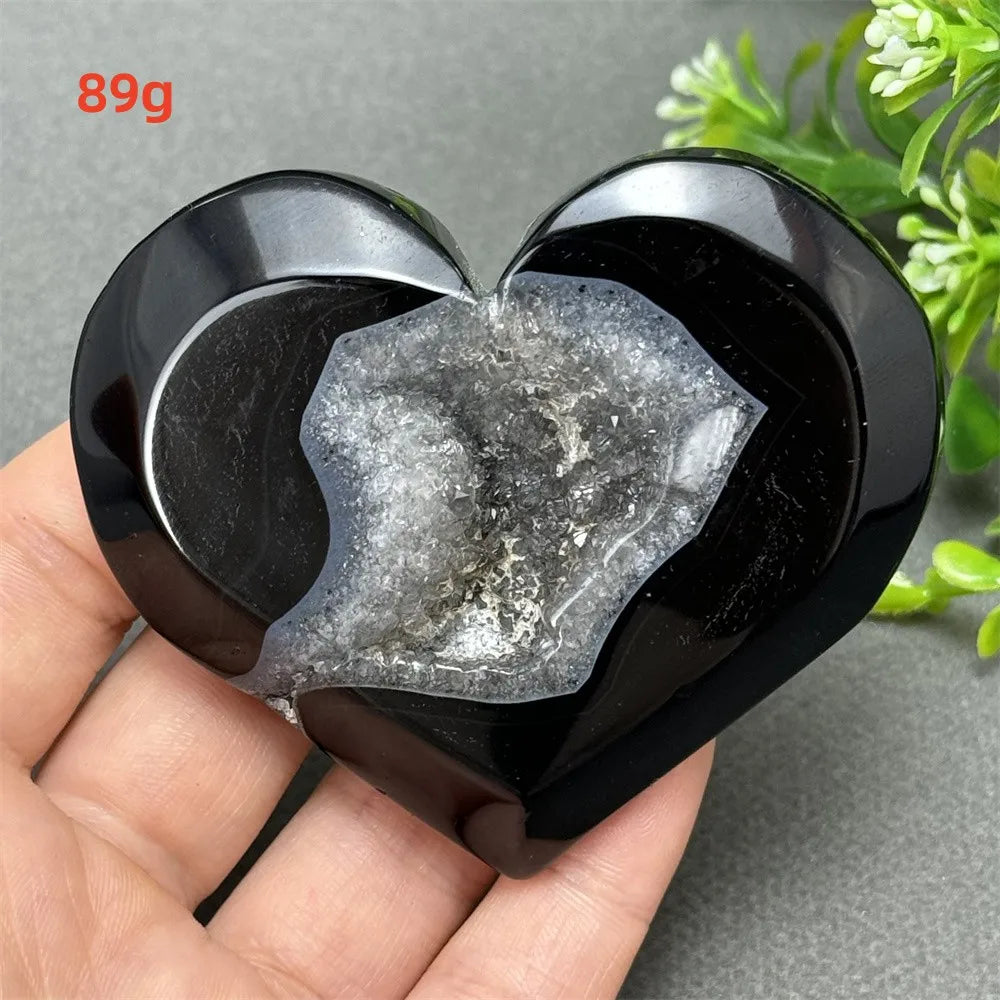 Black Agate Geode Heart-ToShay.org