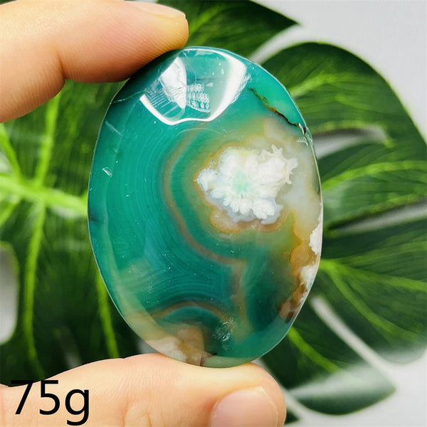 Green Flower Agate Palm Stone-ToShay.org