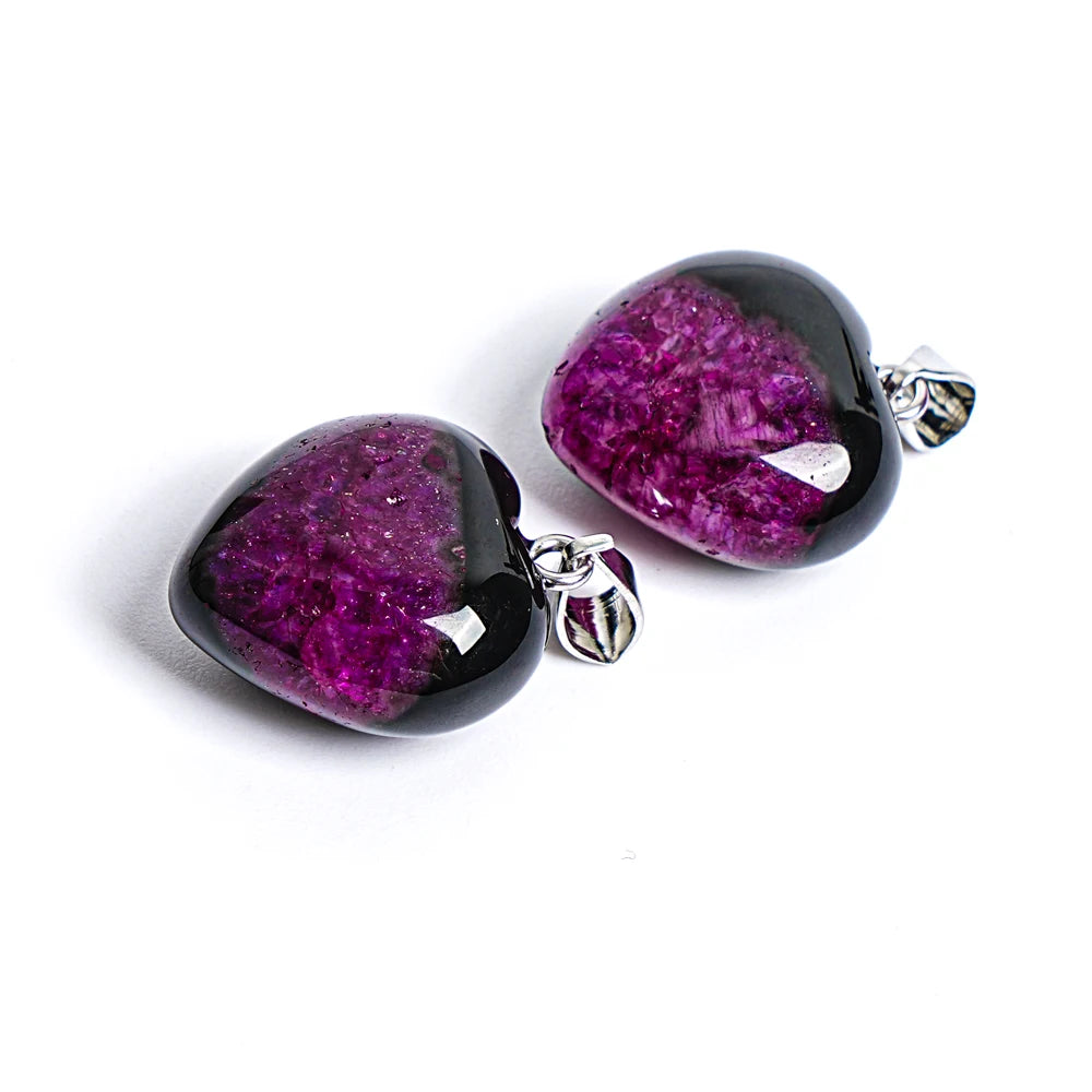 Pink Rose Black Heart Pendants-ToShay.org