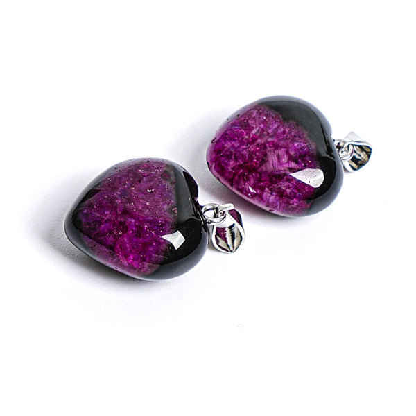 Pink Rose Black Heart Pendants-ToShay.org