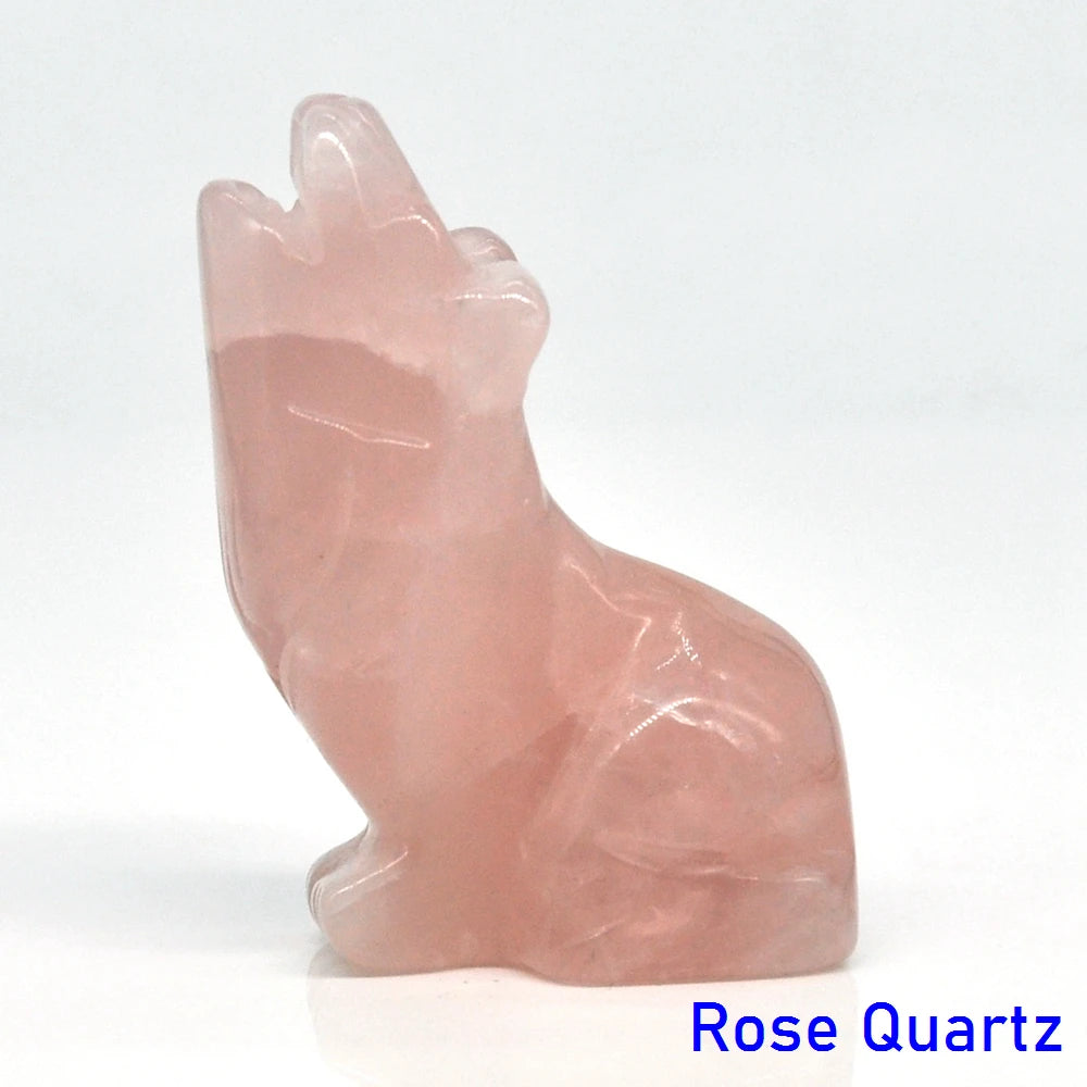 2" Wolf Statue Natural Stone Carved Figure Room Ornament Healing Crystal Reiki Animal Figurine Home Office Desktop Decoration-ToShay.org