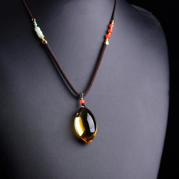 Yellow Citrine Quartz Pendant-ToShay.org