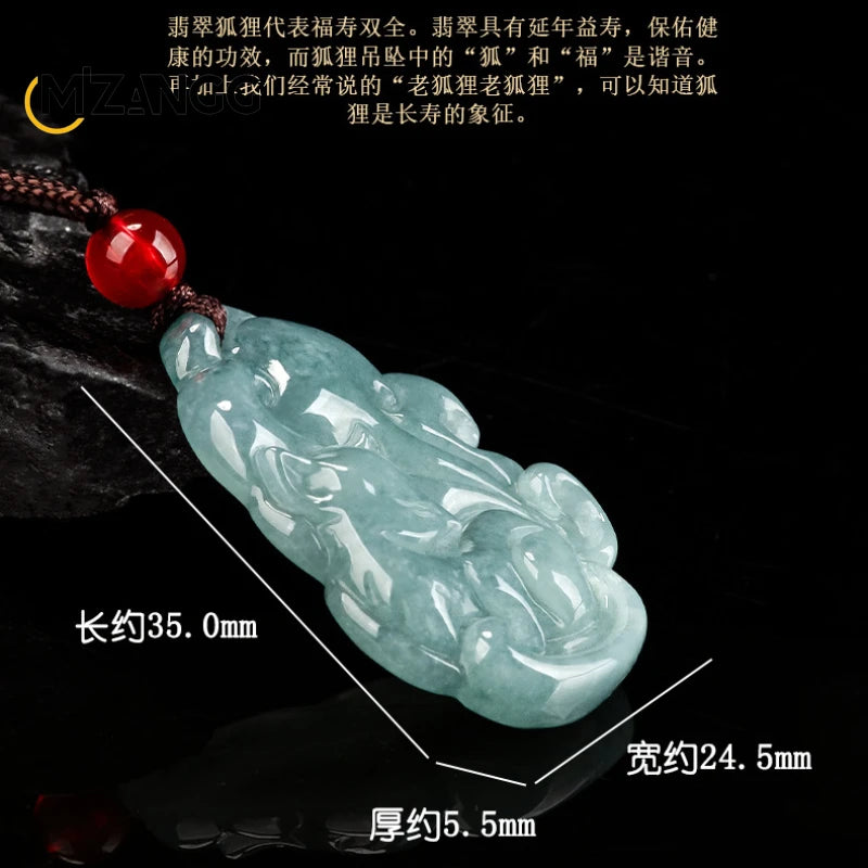 Blue Jadeite Fox Pendant-ToShay.org
