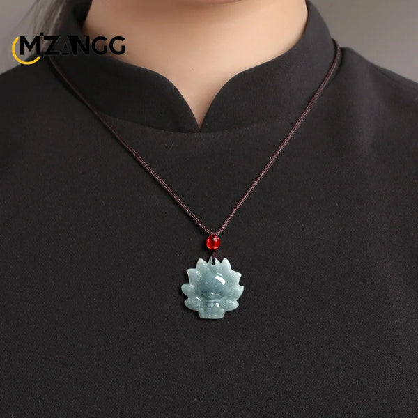 Blue Jadeite Fox Pendant-ToShay.org