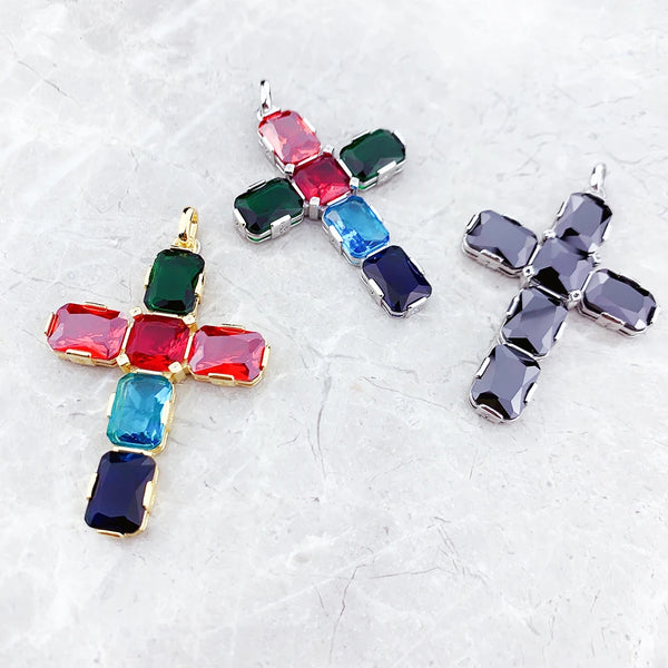 Gold Gemstone Cross Pendant-ToShay.org