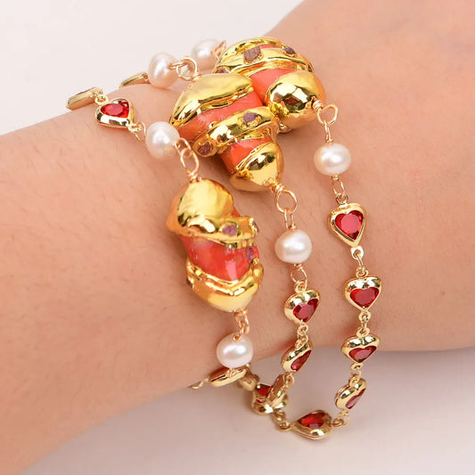 Orange Coral Pearl Bracelet-ToShay.org