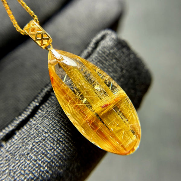 Gold Rutilated Quartz Pendant-ToShay.org