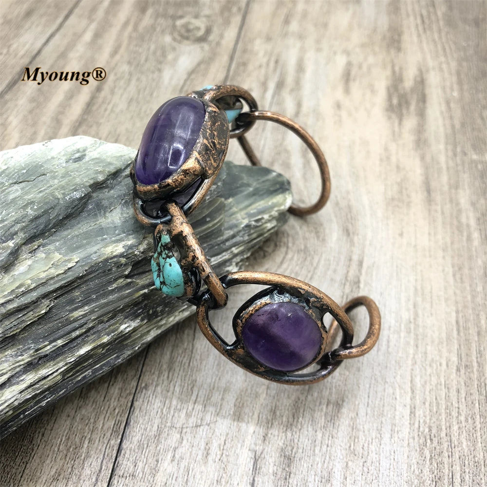 Purple Amethyst Cuff Bracelets-ToShay.org