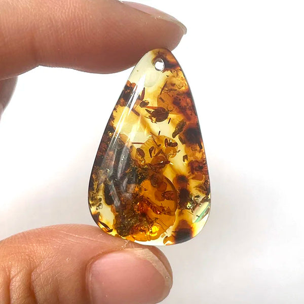 Yellow Piebald Amber Pendant-ToShay.org
