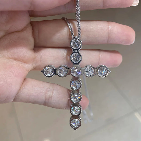 Silver Diamond Cross Pendant-ToShay.org