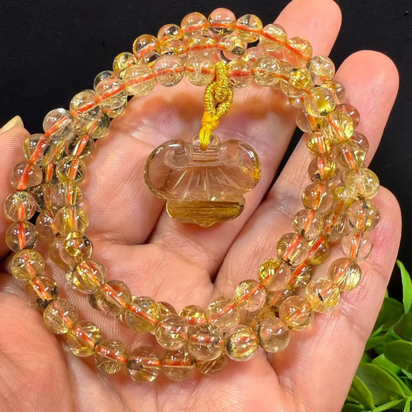 Gold Rutilated Quartz Wrap Bracelet-ToShay.org