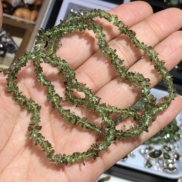 Green Moldavite Chip Beads-ToShay.org