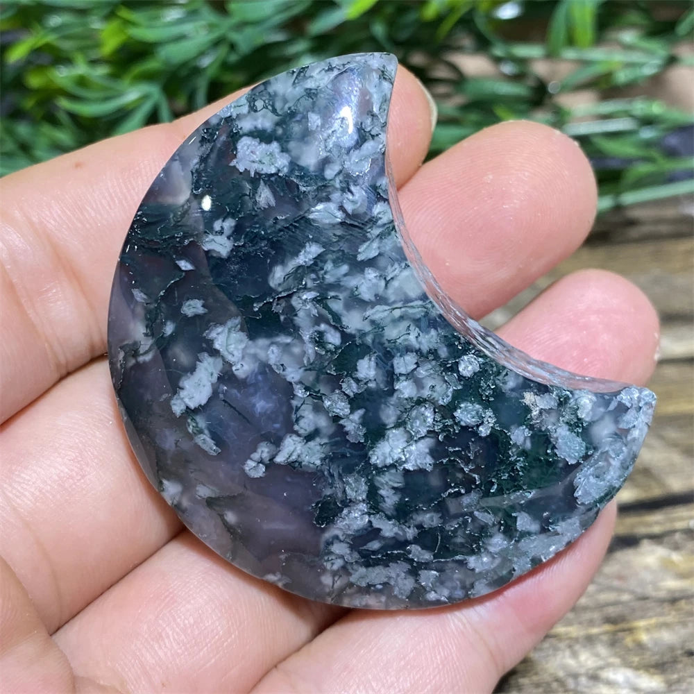 Green Moss Agate Moon-ToShay.org