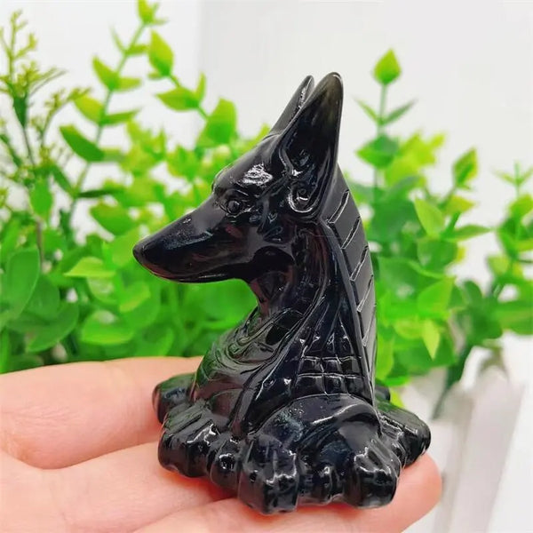 Black Obsidian Anubis Head Statue-ToShay.org