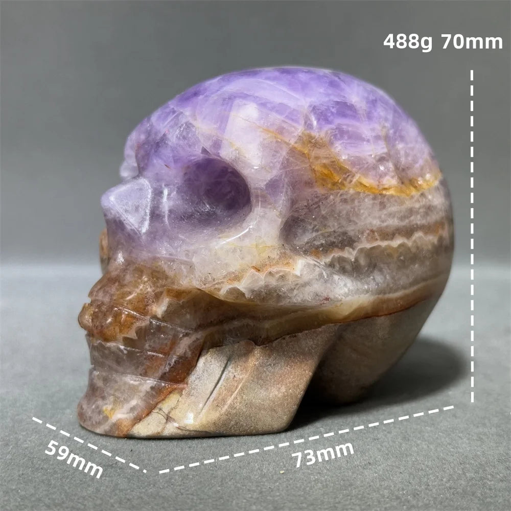 Natural Fantasy Amethyst Skull Hand-Carved Skull Aura Super Energy Home Decoration Witchcraft Altar Meditation Ornaments-ToShay.org