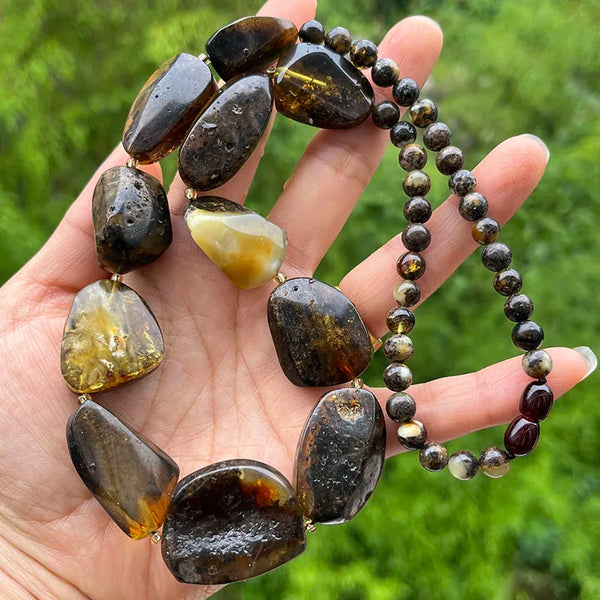 Yellow Amber Bead Necklace-ToShay.org