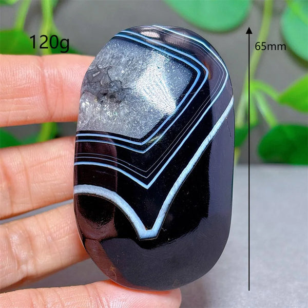 Black Silk Agate Palm Stone-ToShay.org