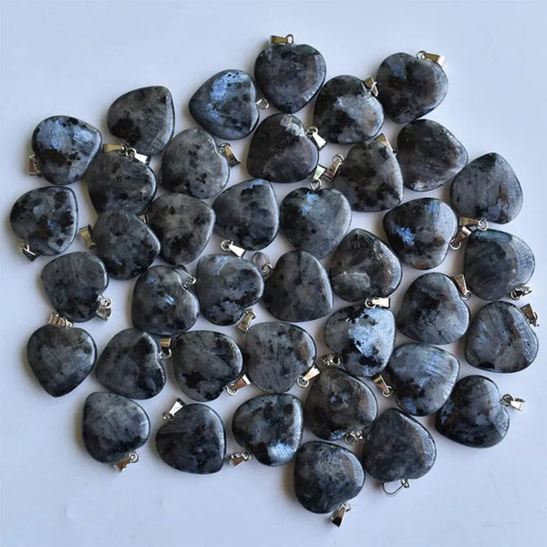 Black Spectrolite Heart Pendants-ToShay.org