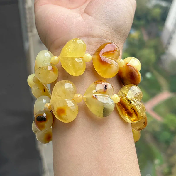 Yellow Amber Heart Bracelets-ToShay.org