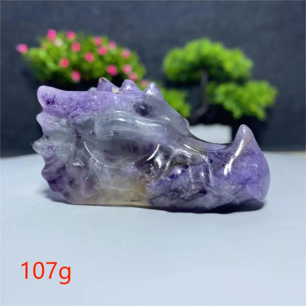Rainbow Fluorite Dragon Skull-ToShay.org