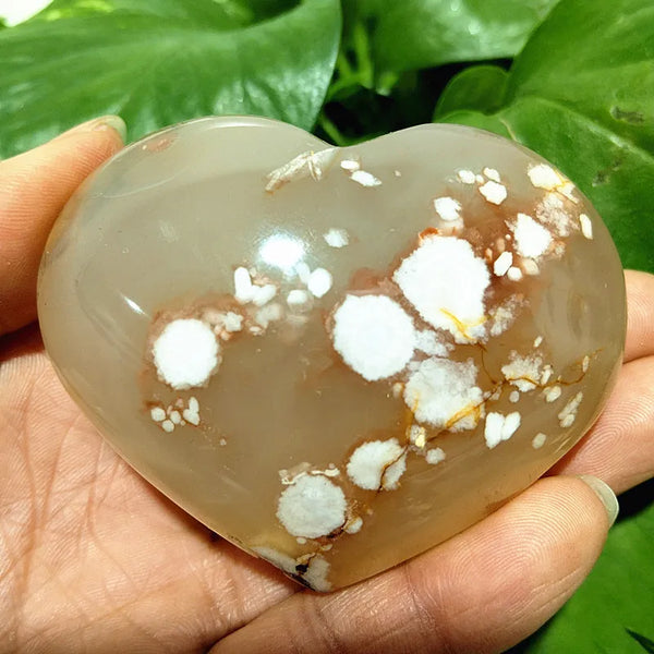 Pink Cherry Blossom Agate Heart-ToShay.org