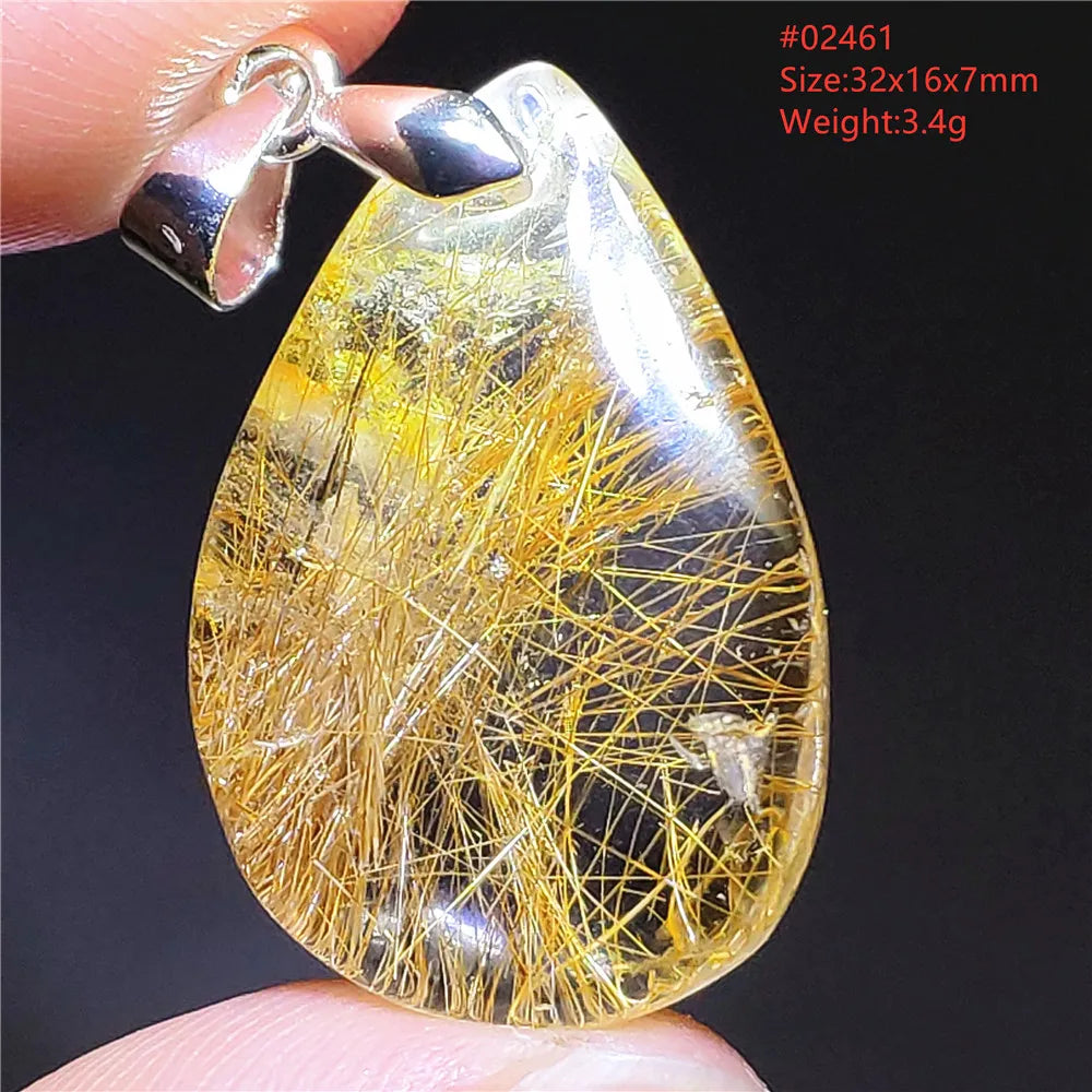 Gold Rutilated Quartz Pendant-ToShay.org