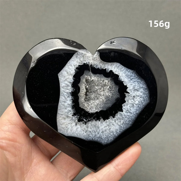 Black Agate Geode Heart-ToShay.org