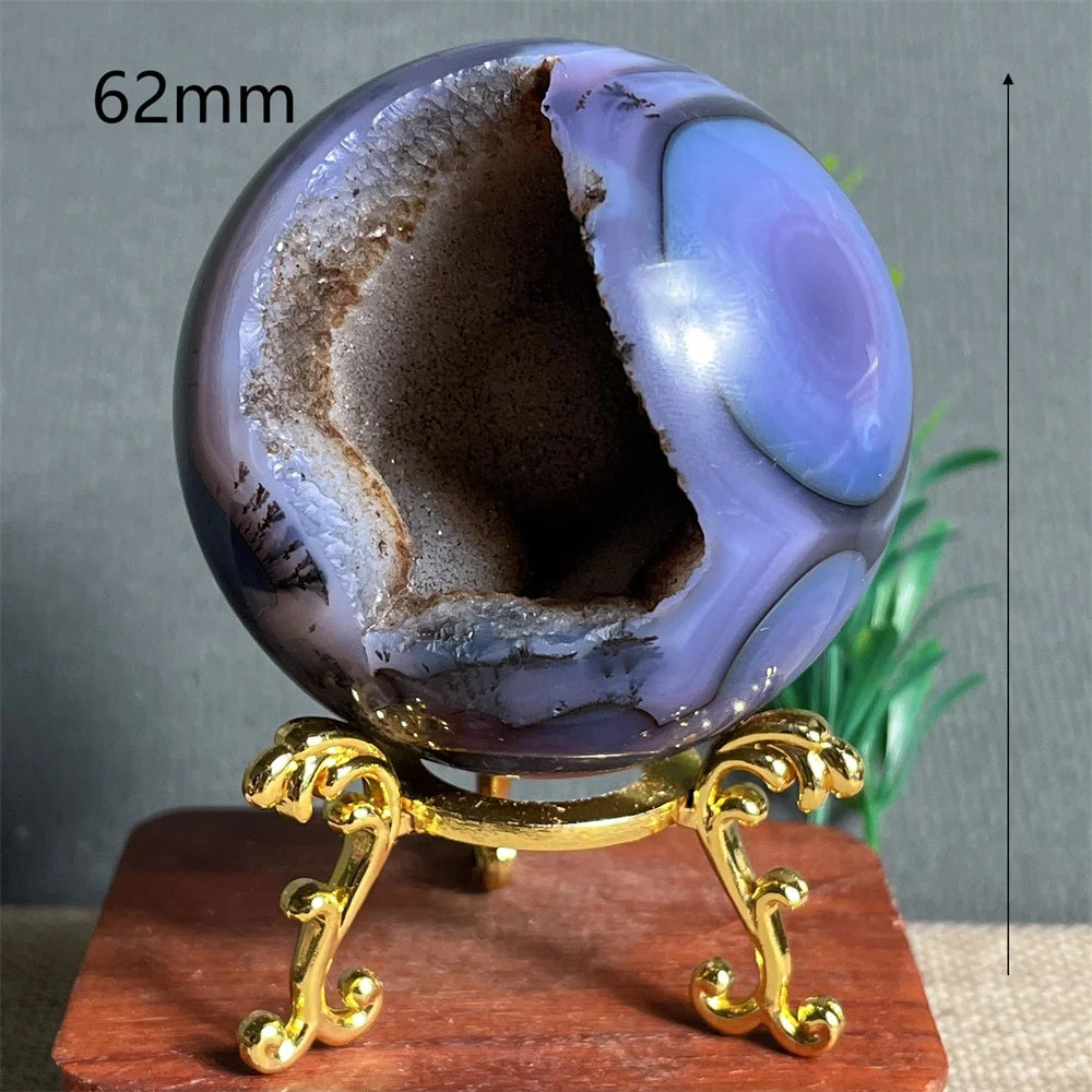 Green Purple Flower Agate Ball-ToShay.org