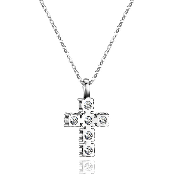 Silver Diamond Cross Necklace-ToShay.org