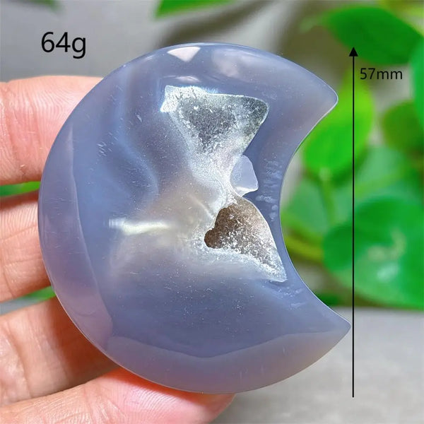 Grey Agate Silk Druzy Moon-ToShay.org