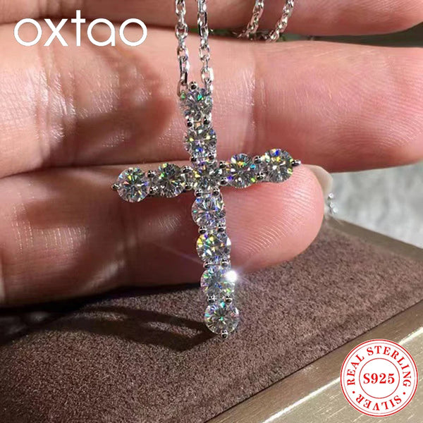 Silver Diamond Cross Pendant-ToShay.org