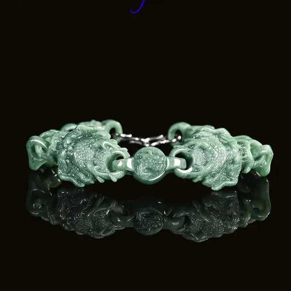 Green Jadeite Dragon Bracelet-ToShay.org