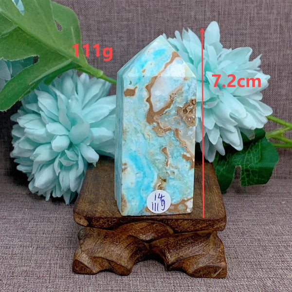 Blue Caribbean Calcite Point-ToShay.org