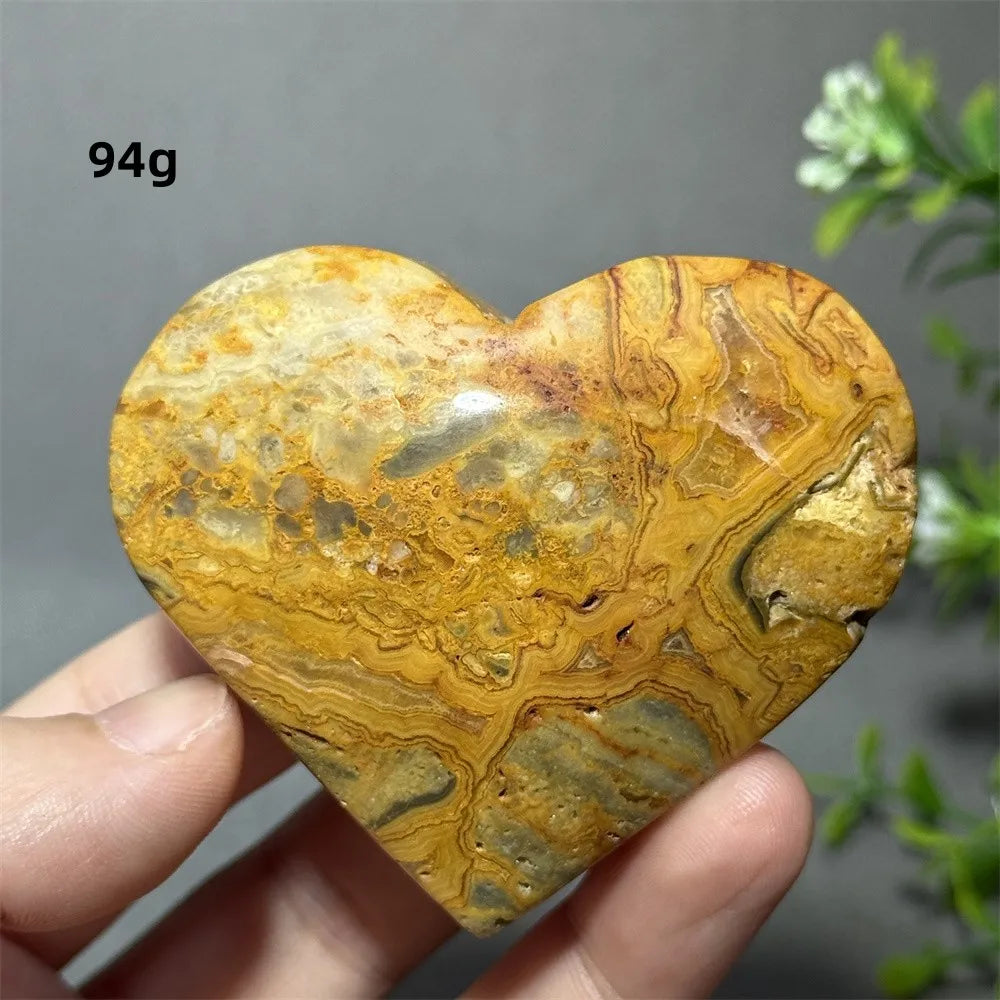 Yellow Crazy Agate Heart-ToShay.org