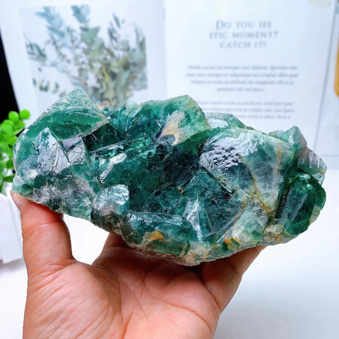 Green Flourite Crystal Cluster-ToShay.org