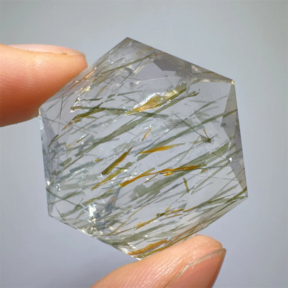 Green Tourmaline Rutile Hexagon-ToShay.org