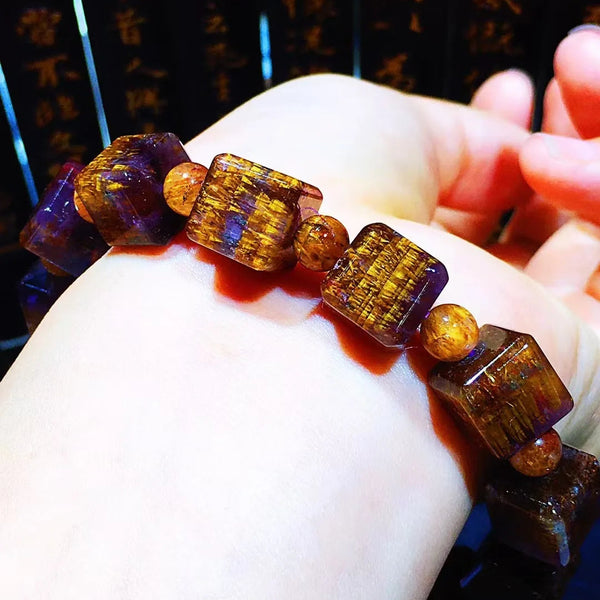 Purple Auralite Cube Bracelet-ToShay.org