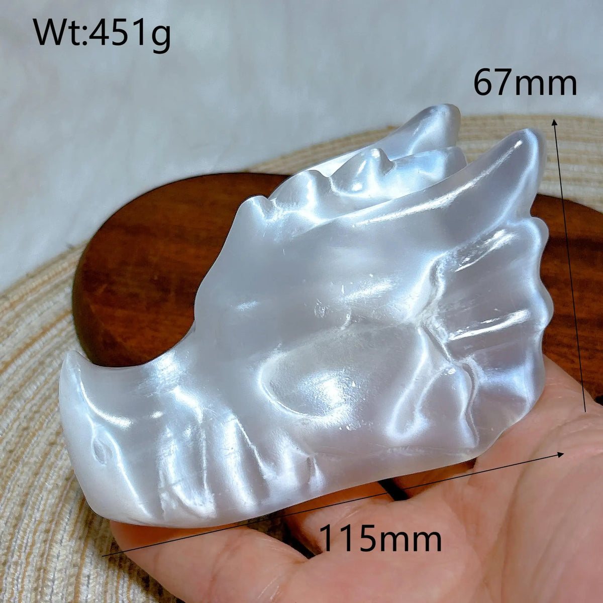 White Selenite Dragon Head-ToShay.org